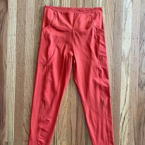 Girlfriend Collective coral red leggings Sz L